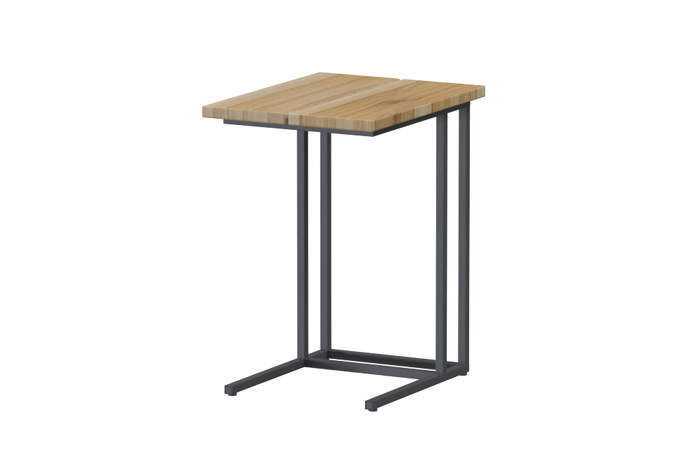 4Seasons Solido Beistelltisch teak, Gestell Edelstahl anthrazit 42x35 cm (H 50)