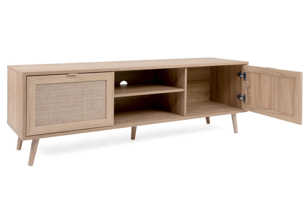 Finori Bali 56A TV-Board Holzwerkstoff Sonoma Eiche/Rafia Geflecht