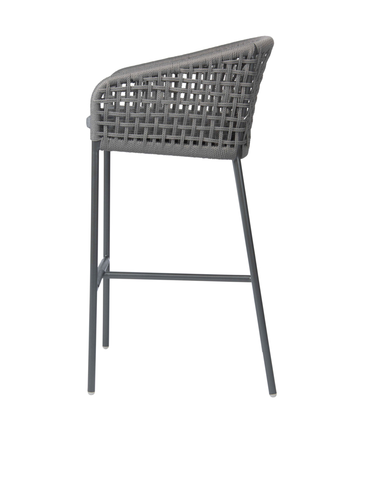 Stern Greta Barsessel Aluminium anthazit, Kordeloptik mit Kissen