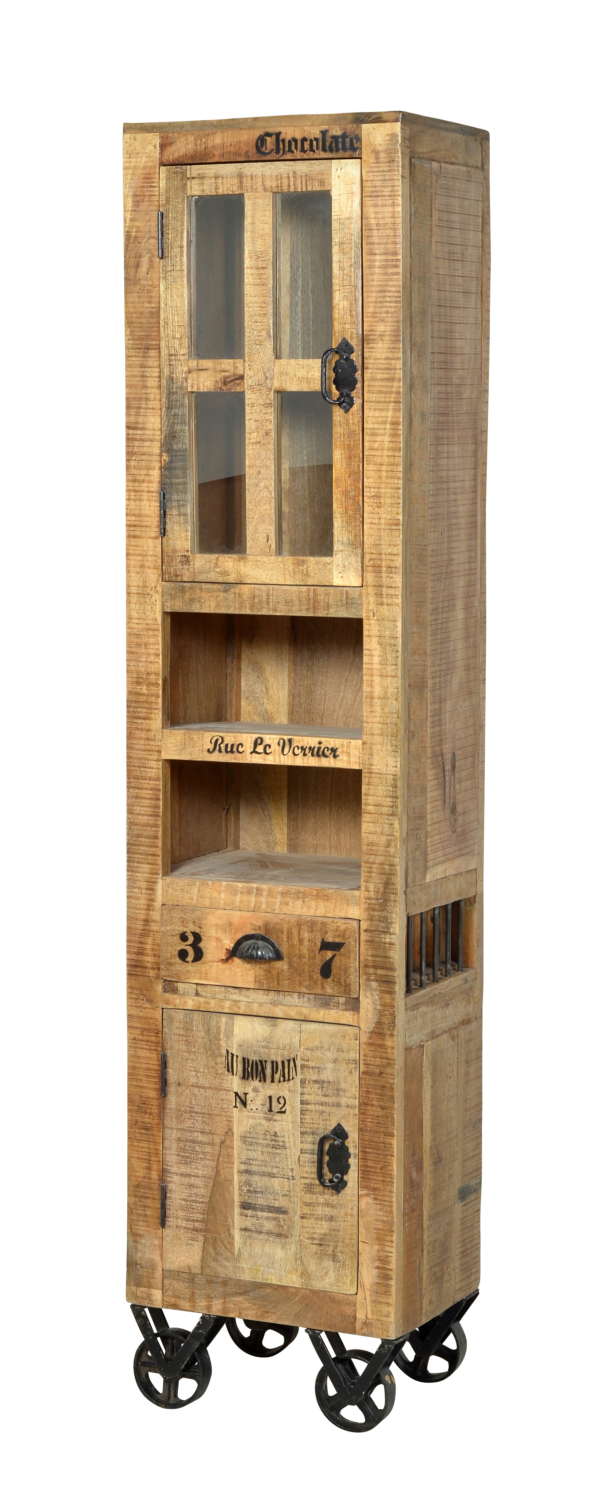 SIT Möbel RUSTIC Hochschrank lackiertes Mangoholz mit starken  Gebrauchsspuren Natur Antik | Wandboards | Kommoden & Sideboards | Möbel |  Beckhuis | Wandregale