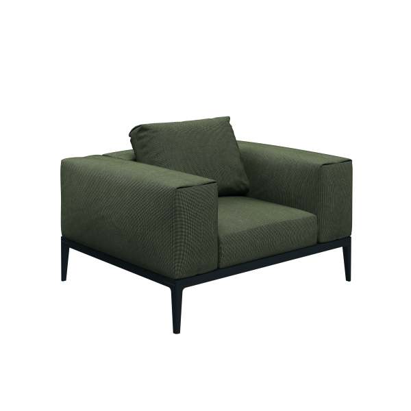 Gloster GRID Lounge Sessel Aluminium/Outdoorstoff inkl. Kissen