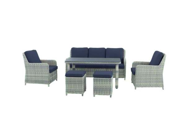 MWH Lodrino Lounge-Set 6-tlg. Aluminium/Geflecht/Polyester