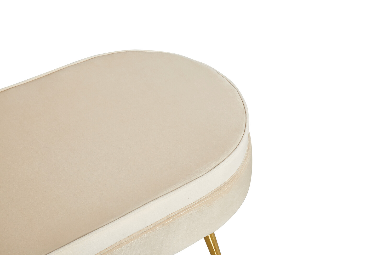 SalesFever Sitzpouf aus Samt Oval Metallbeine Chrom goldfarben |  Polsterhocker | Hocker | Möbel | Beckhuis