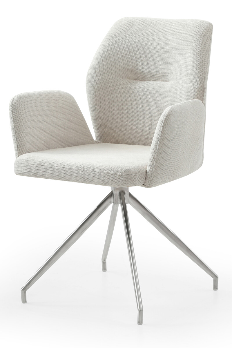 | Beckhuis | Armlehnstuhl Edelstahlgestell silber Stühle 180° Drehfunktion Möbel SalesFever Strukturstoff | | Esszimmerstühle mit