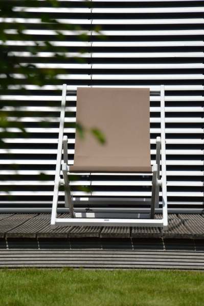 Jan Kurtz Rimini Deckchair Liegestuhl Aluminium eloxiert/Kunststoffgewebe