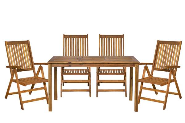 Möbilia Sitzgruppe 1 x Tisch + 4 x Stühle Akazie natur