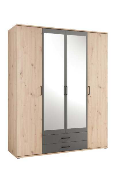 Schlafkontor Chicago Kleiderschrank Holzwerkstoff Melamin 4 Türen 159x197x54 cm