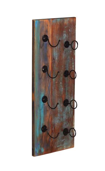 SIT Möbel RIVERBOAT Wand-Weinregal Altholz mit starken Gebrauchsspuren lackiert bunt