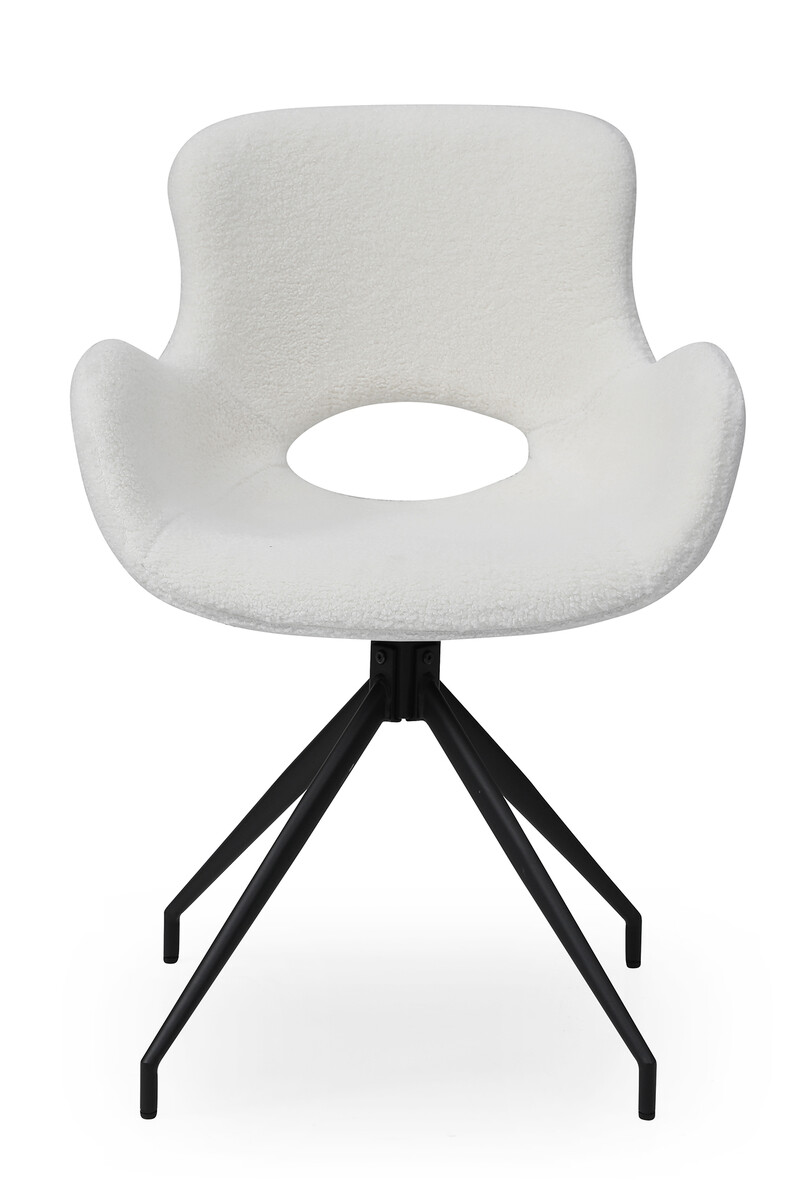 SalesFever Armlehnstuhl Rücken Cut-Out Teddyfell Metallgestell schwarz  180°-Drehfunktion | Esszimmerstühle | Stühle | Möbel | Beckhuis