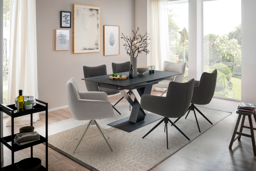 MCA LIMONE 2 4 Fuß Stuhl mit Armlehnen Stahl/Leder 360° drehbar |  Esszimmerstühle | Stühle | Möbel | Beckhuis