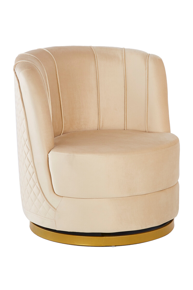 SalesFever Drehsessel aus Samt mit Diamantsteppung Sockel goldfarben - 360°  Drehfunktion | Sessel | Stühle | Möbel | Beckhuis