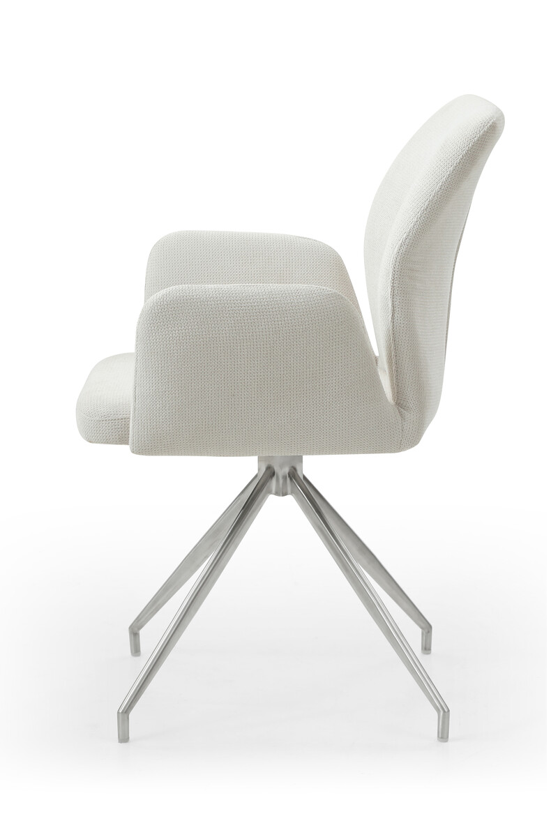 SalesFever Armlehnstuhl mit 180° Drehfunktion Strukturstoff  Edelstahlgestell silber | Esszimmerstühle | Stühle | Möbel | Beckhuis