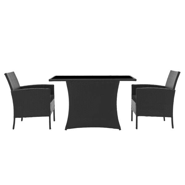 Möbilia Sitzgruppe 2 x Sessel + Tisch Polyrattan/Metall