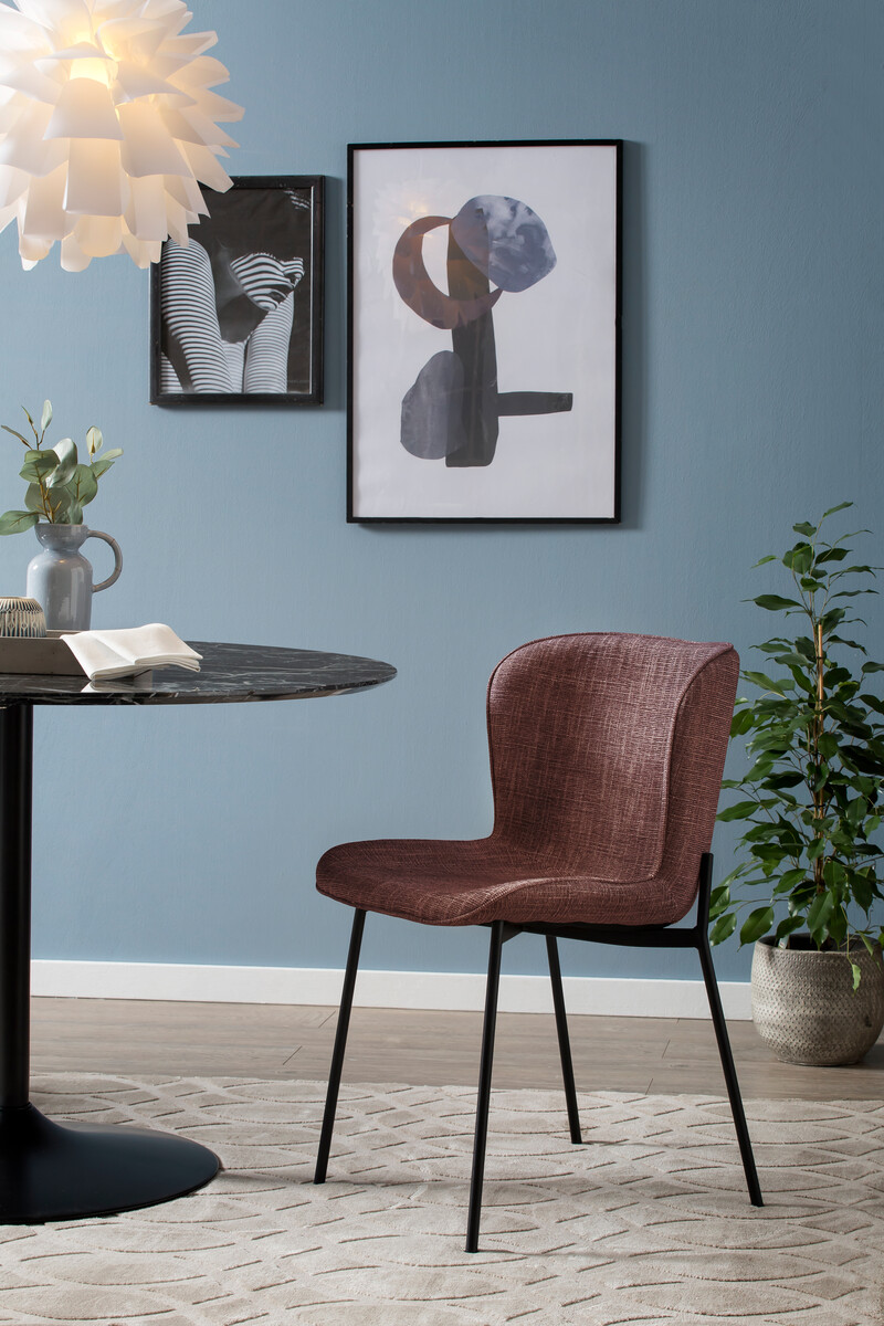SalesFever Esszimmerstuhl 2er Set Schalensitz Strukturstoff Rot  Metallgestell Schwarz | Esszimmerstühle | Stühle | Möbel | Beckhuis
