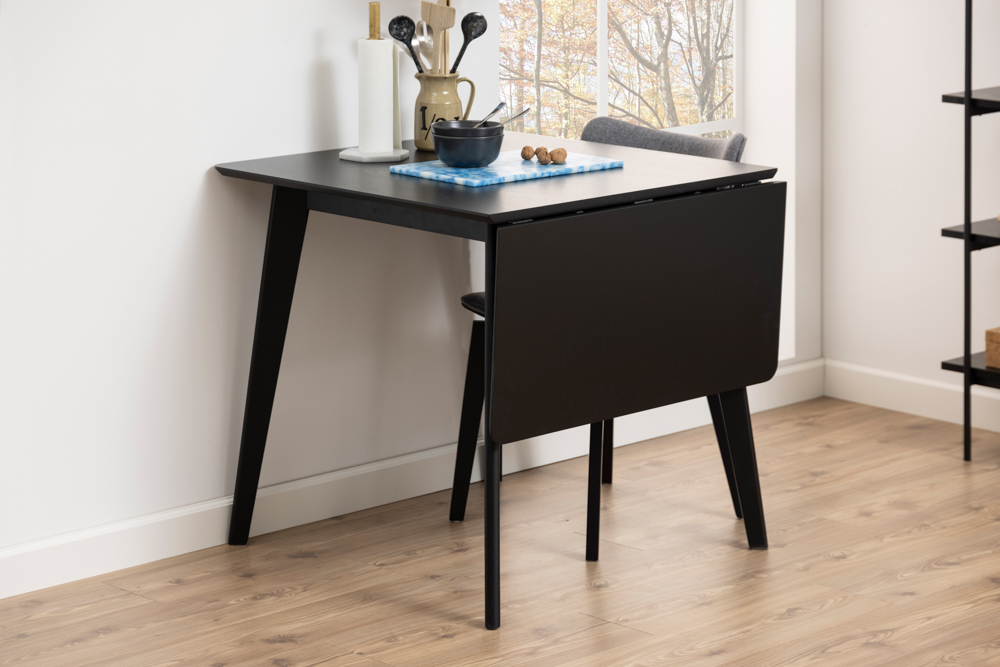 Roxby | Esstische Ausziehbar Möbel Tische Actona | cm | Esstisch Rubberwood/Holzwerkstoff/Schwarz/80/120x80 | Beckhuis