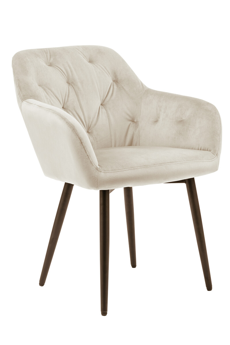 Stühle Beckhuis Möbel pulverbeschichtet | SalesFever Armlehnstuhl Samt | | schwarz mit Metallgestell | Knopfheftung Esszimmerstühle