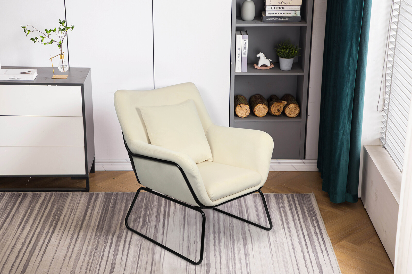 SalesFever Relaxsessel mit Samtbezug inkl. Rückenkissen Metallgestell  schwarz | Sessel | Stühle | Möbel | Beckhuis