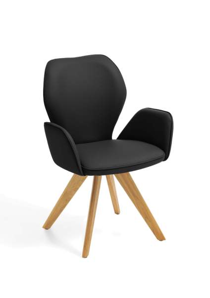 Niehoff Sitzmöbel Colorado Trend-Line Design-Armlehnenstuhl Eichen/Leder - 180° drehbar