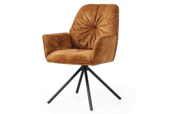 SalesFever 360° Samtvelours | schwarz Beckhuis | | | mit Metallbeine Drehfunktion Stühle Möbel Armlehnstuhl Esszimmerstühle