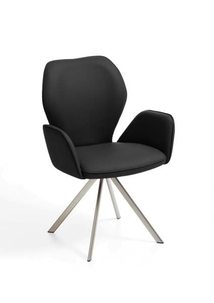Niehoff Sitzmöbel Colorado Trend-Line Design-Armlehnenstuhl Edelstahl/Leder - 180° drehbar