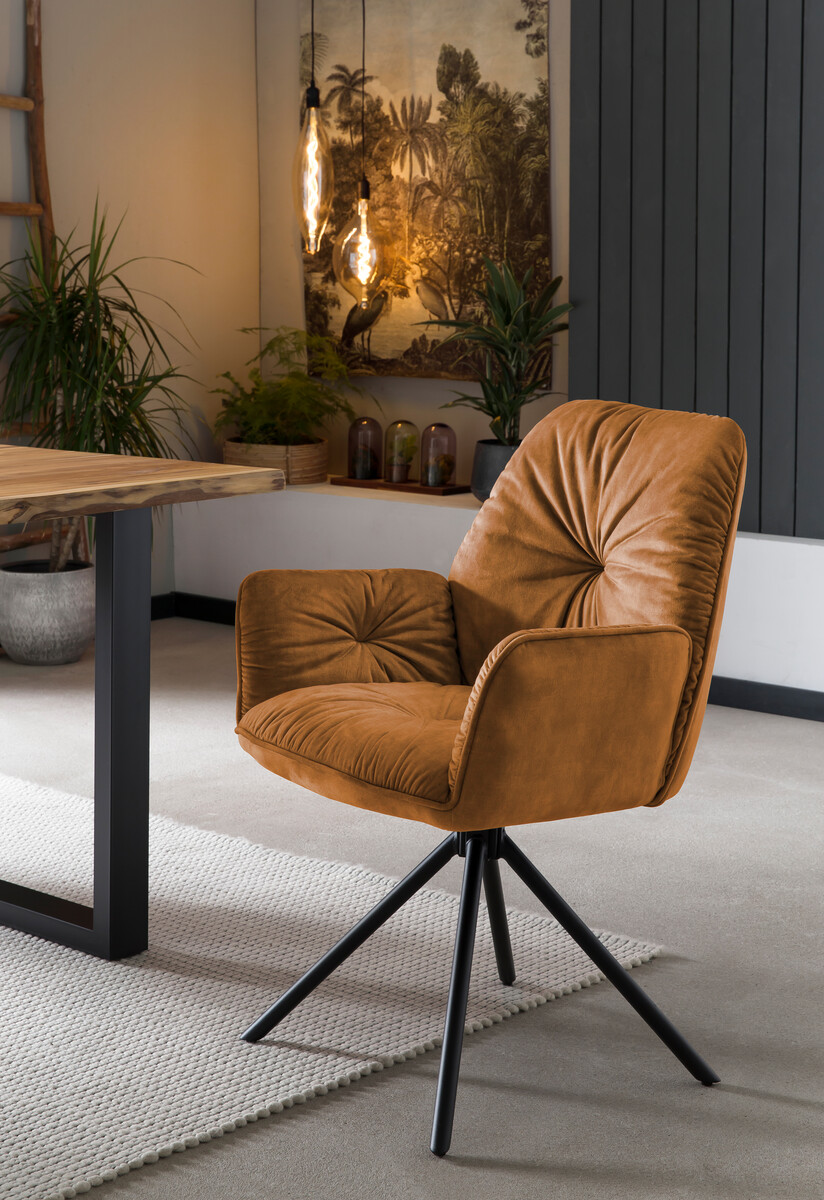 Armlehnstuhl Möbel Samtvelours Stühle schwarz Metallbeine | SalesFever Drehfunktion Esszimmerstühle Beckhuis | | | 360° mit
