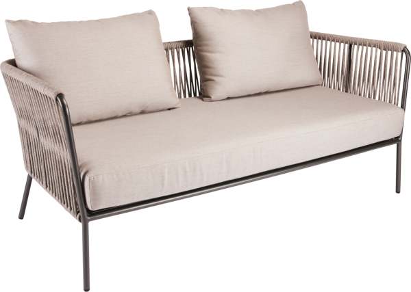 Stern Marla Lounge-Sofa 2-Sitzer Aluminium anthrazit Kordel salt Kissen graubraun