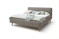 Meise Möbel Mattis Polsterbett mit Bettkasten Holzfuß Kopfteil glatt 140x200 cm Taupe