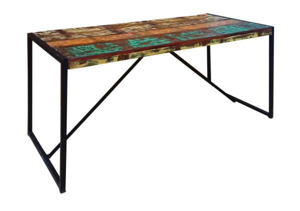 SIT Möbel BALI Tisch Recyceltes Altholz/schwarzen Altmetall und Gebrauchsspuren