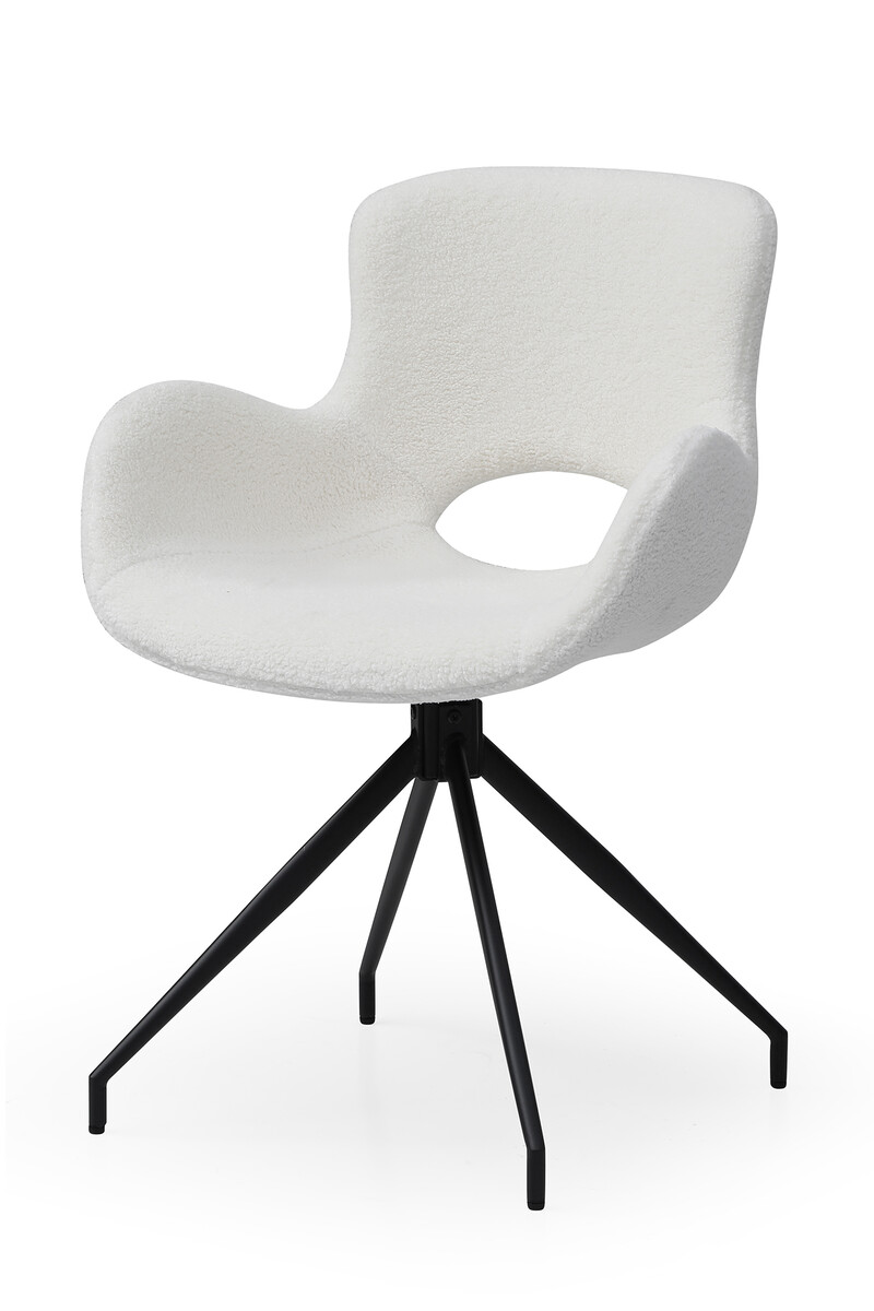 SalesFever Armlehnstuhl Rücken Cut-Out | Esszimmerstühle schwarz Möbel | Stühle | Teddyfell Metallgestell 180°-Drehfunktion Beckhuis 