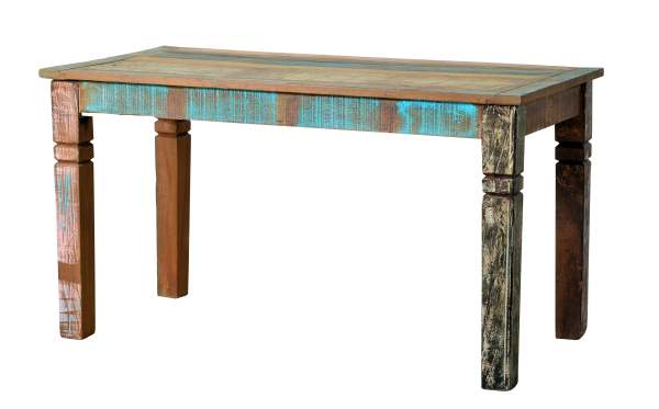 SIT Möbel RIVERBOAT Esszimmertisch Altholz mit starken Gebrauchsspuren lackiert bunt