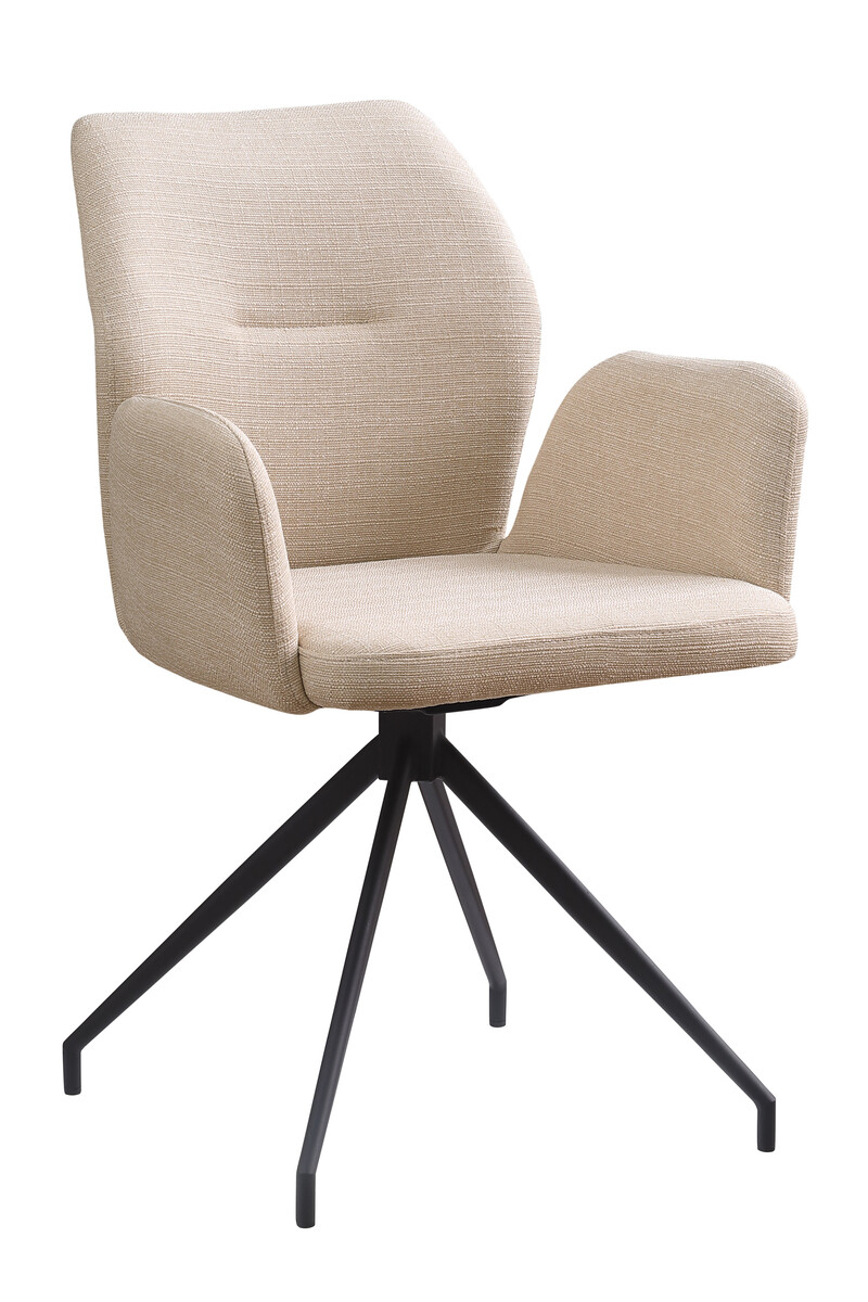 SalesFever Armlehnstuhl | 180° Strukturierter Esszimmerstühle Webstoff/Metallgestell | Drehfunktion | Beckhuis | Stühle mit Möbel