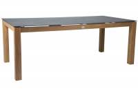 Stern Tisch Teak 200x100 cm mit Tischplatte Dekton  Lava anthrazit