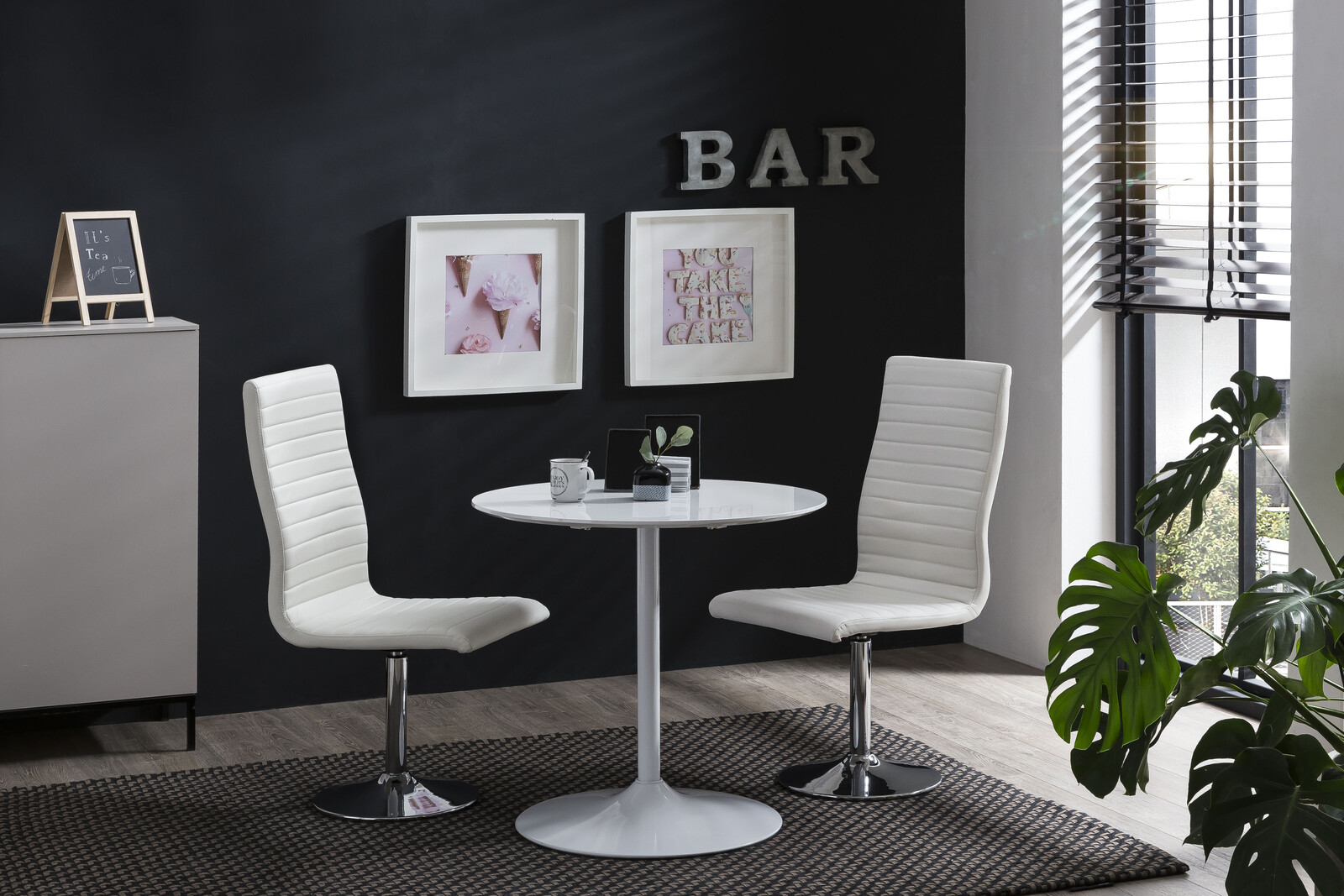 hochglanz Weiß Möbel Metallgestell SalesFever | Beckhuis | Tische | lackiert Bistrotisch Rund | Esstische pulverbeschichtet