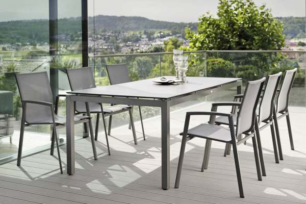 Stern New Top Gartenmöbel-Set 7-tlg. mit Tisch 200x100cm Aluminium