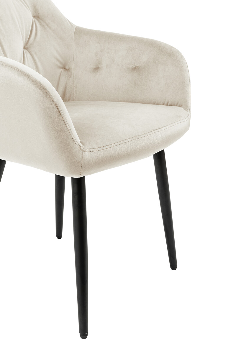 SalesFever | Armlehnstuhl Möbel pulverbeschichtet Samt Stühle | mit Metallgestell schwarz Esszimmerstühle | | Knopfheftung Beckhuis