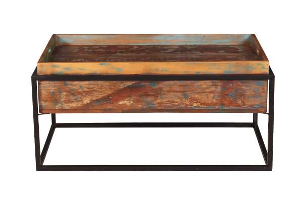 SIT Möbel RIVERBOAT Couchtisch Metall/Altholz mit Gebrauchsspuren bunt, schwarz