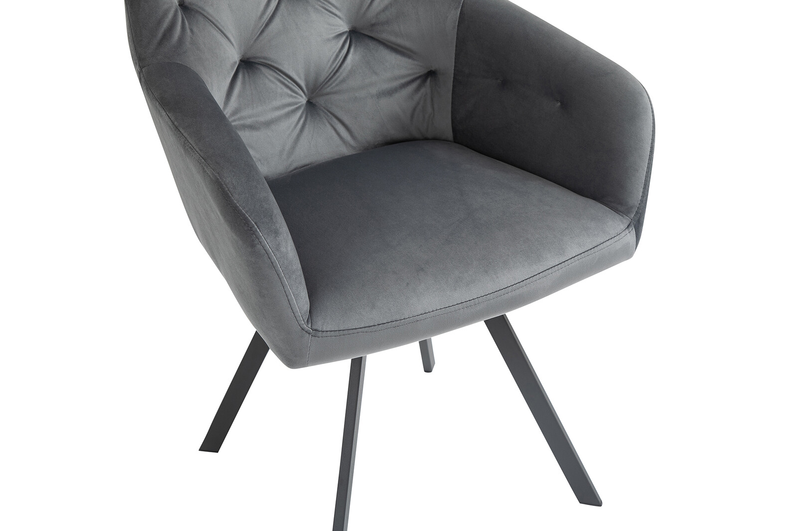 SalesFever Armlehnstuhl mit 360° Drehfunktion Samt Metallbeine schwarz  pulverbeschichtet | Esszimmerstühle | Stühle | Möbel | Beckhuis