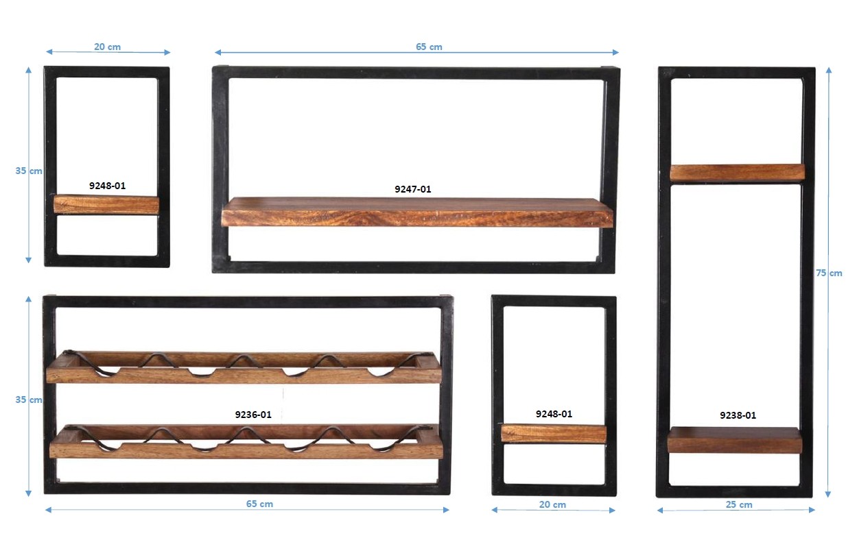 SIT Möbel PANAMA Wandregal-Set Altmetall/Mangoholz | Wandboards | Kommoden  & Sideboards | Möbel | Beckhuis | Wandregale