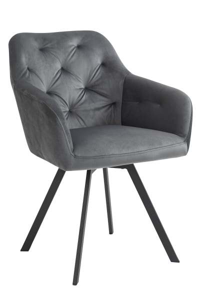 Esszimmerstühle mit Stühle | pulverbeschichtet Samt | 360° Armlehnstuhl Beckhuis schwarz Drehfunktion | Metallbeine | SalesFever Möbel