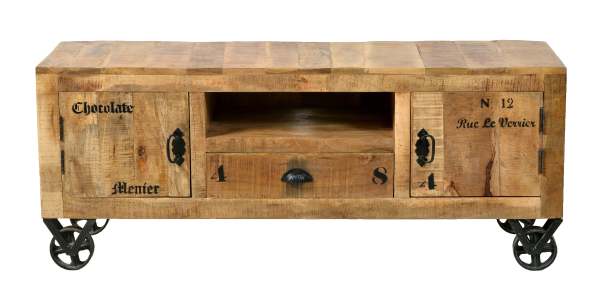 SIT Möbel RUSTIC Lowboard lackiertes Mangoholz mit starken Gebrauchsspuren Natur Antik
